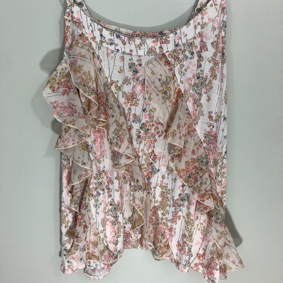 LC Lauren Conrad Floral Peach Pink‎ Tank S - Picture 2 of 6